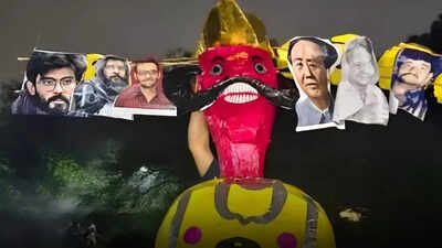 দশেরার রাবণ দহন অনুষ্ঠানে জেলবন্দি উমর খালিদ ও শারজিল ইমামকে রাবণ রূপে উপস্থাপন করল এবিভিপি