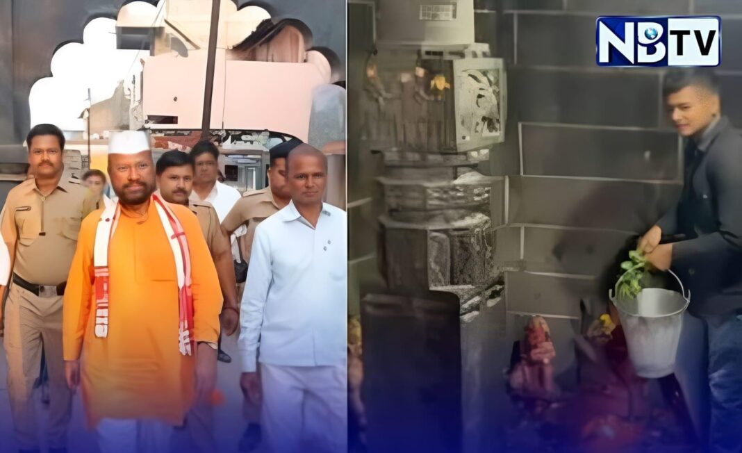 মন্ত্রী আব্দুল সাত্তার মন্দির পরিদর্শন করায়, গোমূত্র ছিটিয়ে করা হলো শুদ্ধিকরণ