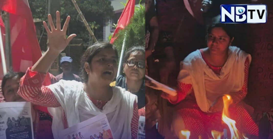 গ্যাসের মূল্য বৃদ্ধিতে নাজেহাল মধ্যবিত্ত!অভিনব পন্থায় প্রতিবাদে সরব সিপিএম নেত্রী মিনাক্ষী মুখার্জী