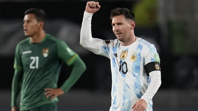 Soccer Football - World Cup - South American Qualifiers - Argentina v Bolivia - El Monumental, Buenos Aires, Argentina - September 9, 2021 Argentina's Lionel Messi celebrates scoring their first goal Pool via REUTERS/Natacha Pisarenko
